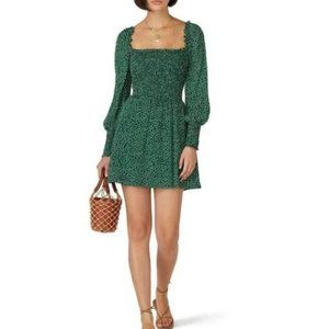 Reformation Green Floral Smocked Dress